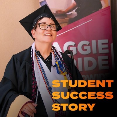 Student Success Story image of Rita D., MSW, Class of 2024 in her graduation cap and gown