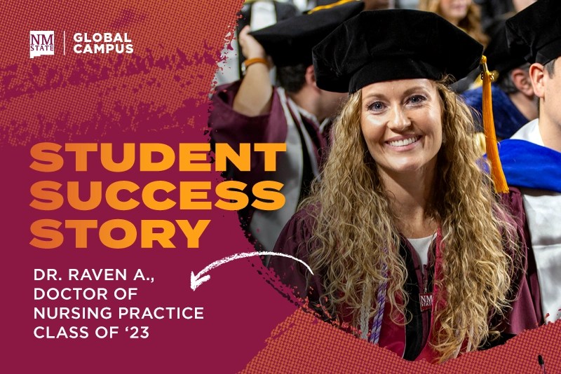 a smiling woman wears a graduation cap and gown