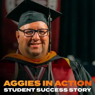 Student Success Story image of Daniel G., Class of 2024 in his graduation cap and gown