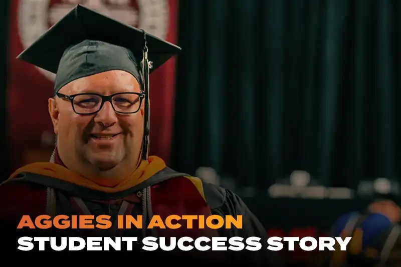 Student Success Story image of Daniel G., Class of 2024 in his graduation cap and gown