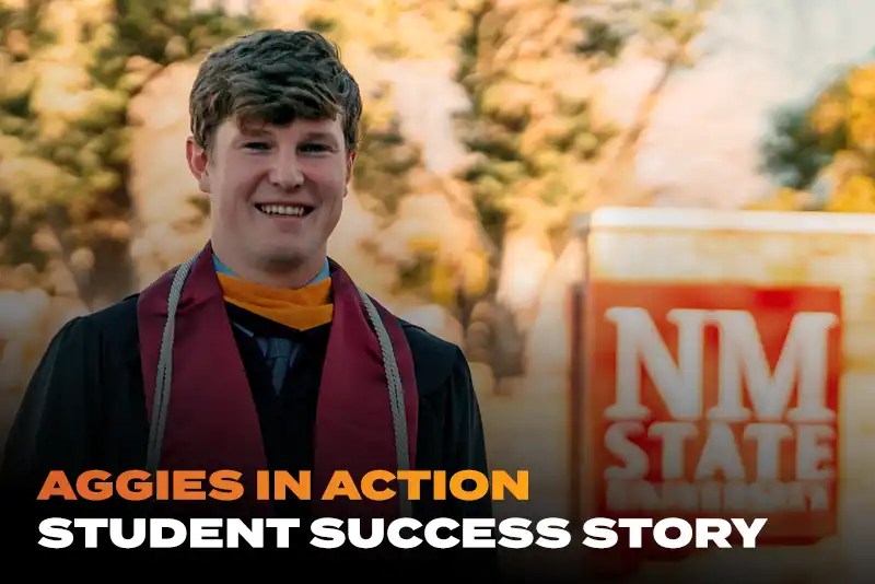 A Master of Data Analytics graduate in his commencement regalia — New Mexico State University Global Campus