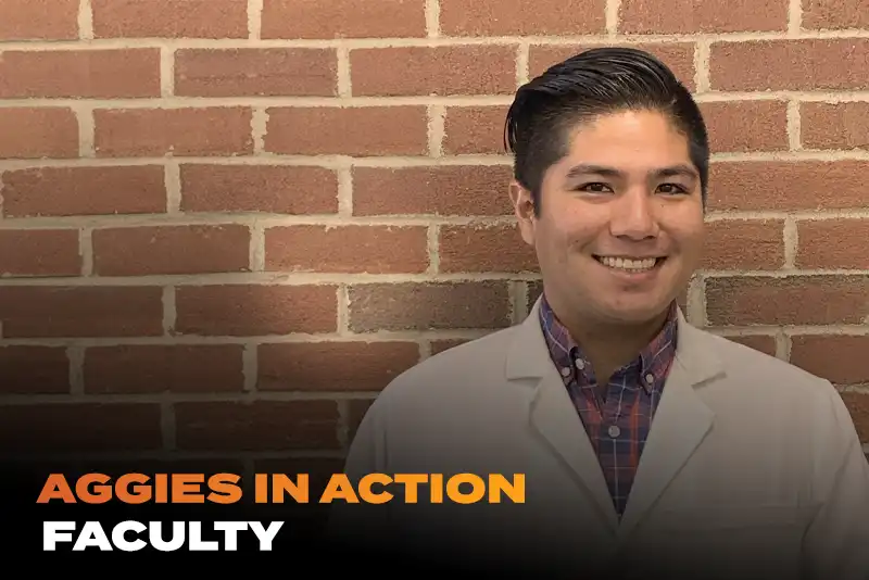 A food science and technology professor poses in front of a brick wall — NMSU Global Campus online master's in food science