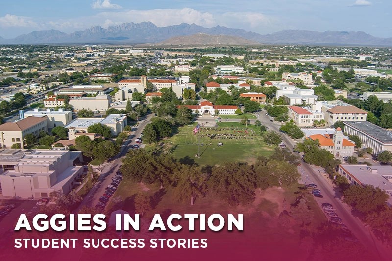 Aerial view of New Mexico State University main campus in Las Cruces, New Mexico