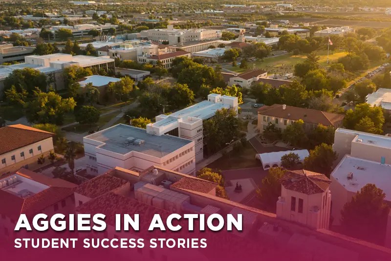 Aerial view of New Mexico State University main campus in Las Cruces, New Mexico