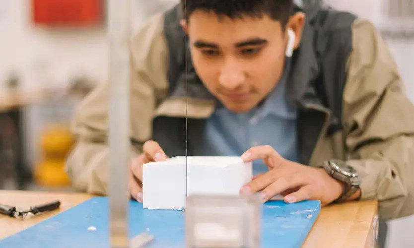 An engineering student doing hands-on laboratory study