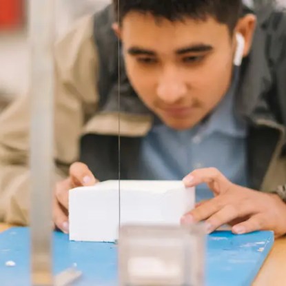 An engineering student doing hands-on laboratory study