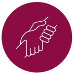 Two hands grasping icon representing transfer students