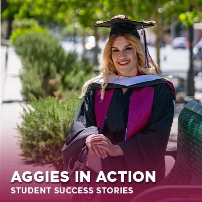 NMSU Global Campus graduate Julissa posing for a photo on her commencement day