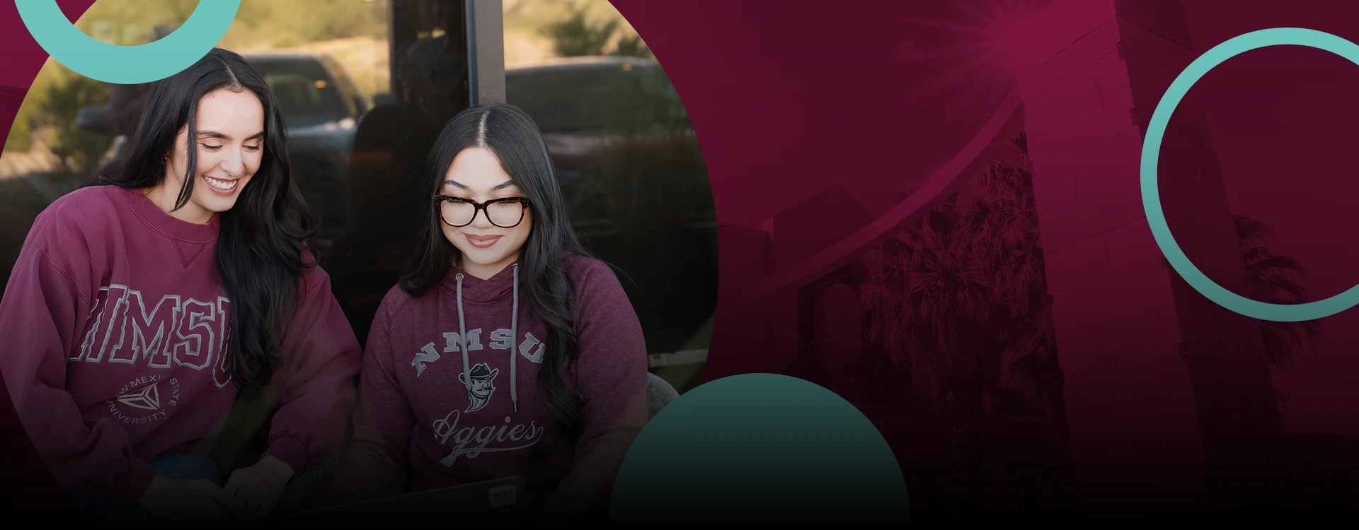 New Mexico State University students wearing NMSU sweatshirts